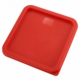 Winco - Food Storage Container Cover, Square Red Plastic, Fits 6/8 qt Containers
