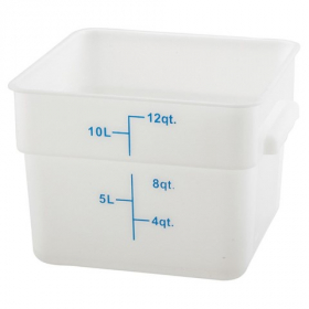 Winco - Food Storage Container, 12 Quart Square White PP Plastic, each
