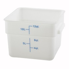 Winco - Food Storage Container, 12 Quart Square White PP Plastic