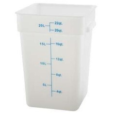 Winco - Food Storage Container, 22 Quart Square White PP Plastic