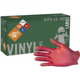 Vinyl Gloves, Large Powder Free Red, 10/100