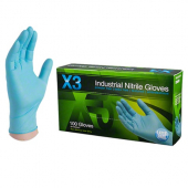 Ammex - X3 Nitrile Powder Free Gloves, Medium Blue