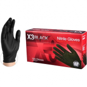 Ammex - X3 Nitrile Powder Free Gloves, XXL Black