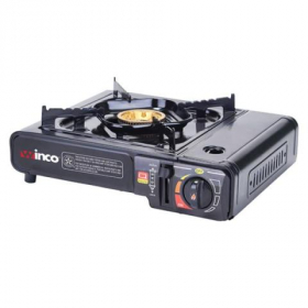 Winco - Portable Gas Stove, 9500 BTU Brass Burner with Black Impact-Resistant Carrying Case