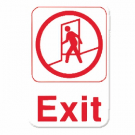 Exit Sign, 6x9 White Plastic with Red Lettering