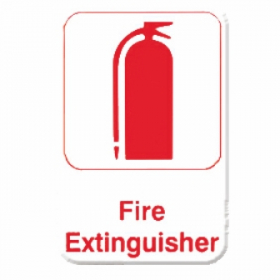 Fire Extinguisher Sign, 6x9 White Plastic with Red Lettering