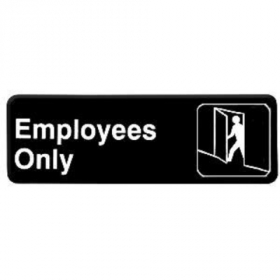&quot;Employees Only&quot; Sign, 9x3 Black Plastic