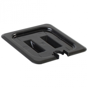Food Pan Cover, 1/6 Size Slotted Black PC Plastic