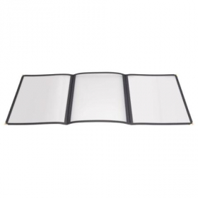 Winco - Menu Cover, 9.5x12.125 Black Tri-Fold Triple Panel