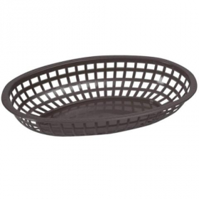 Winco - Basket, Oval Black Plastic, 10.25x6.75x2