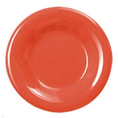 Plate, 7.875&quot; Red/Orange Melamine with Wide Rim