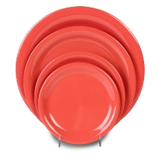 Plate, 7.25&quot; Red/Orange Melamine with Narrow Rim