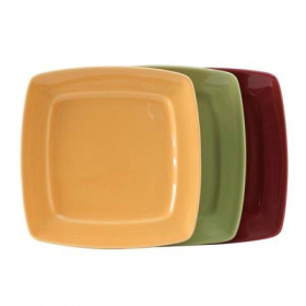 Tuxton - DuraTux Square Plate, 8.125x8.125x1 Assorted Color (Butterscotch, Pistachio, Cranberry) Chi