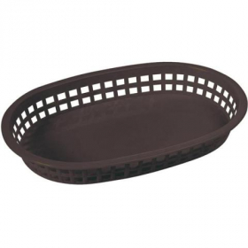 Winco - Basket, Oval Black Plastic, 10.75x7.25x1.5