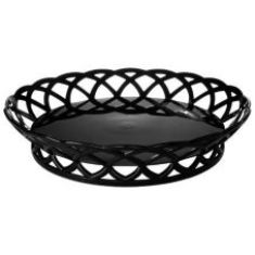 Food Basket, 10.5&quot; Round, Black Plastic