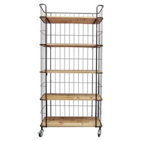 Shelf, 5-Tier Wood and Metal on Casters, 36.5x16x78.75