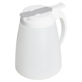 Winco - Syrup Dispenser, 32 oz White Plastic Bottle and Lid