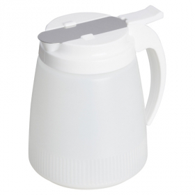 Winco - Syrup Dispenser, 48 oz White Plastic Bottle and Lid