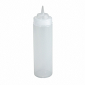 Winco - Squeeze Bottle, 12 oz Clear Plastic, Wide Mouth