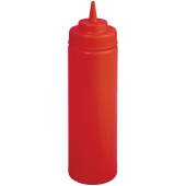 Winco - Squeeze Bottle, 16 oz Red Plastic, Wide Mouth
