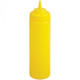 Winco - Squeeze Bottle, 16 oz Yellow Plastic, Wide Mouth