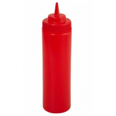 Winco - Squeeze Bottle, 24 oz Red Plastic, Wide Mouth
