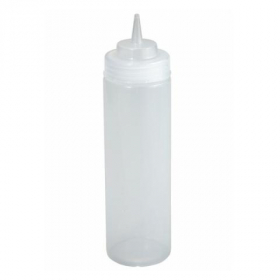 Winco - Squeeze Bottle, 32 oz Clear Plastic, Wide Mouth
