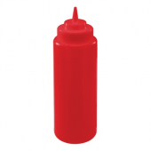 Winco - Squeeze Bottle, 32 oz Red Plastic, Wide Mouth