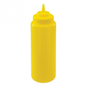Winco - Squeeze Bottle, 32 oz Yellow Plastic, Wide Mouth