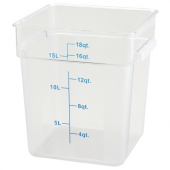 Winco - Food Storage Container, 18 Quart Square Translucent PP Plastic, each