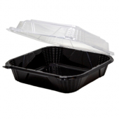 Genpak - ProView Container, 9.25x9.125x3 PP Plastic Black Base with Hinged Clear Lid