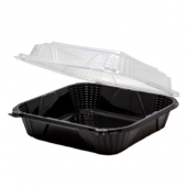 Genpak - ProView Container, 8.5x8.13x3 PP Plastic Black Base with Hinged Clear Lid, 150 count