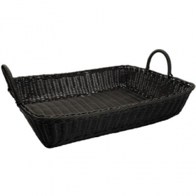 Winco - Basket, Black Rectangular Solid-Cord Poly Woven Basket, 19x14x4