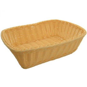 Winco - Basket, Natural Rectangular Solid-Cord Poly Woven Basket, 11.5x8.5x3.5