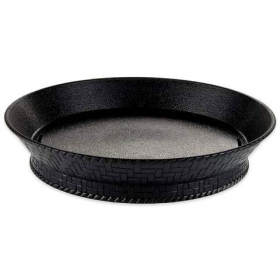 GET - Fast Food Basket with Drainage Slots, 10.5&quot; Round Black Plastic