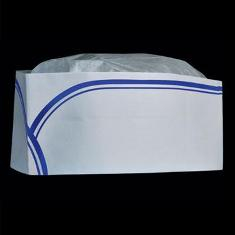 Tissue Paper Overseas Cap, Low Profile with Blue Stripe and Sweatband