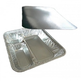 Aluminum Container Combo with Board Lid, 3-Compartment 10x9