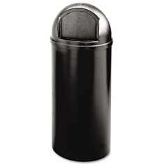 Rubbermaid - Marshal Classic Trash/Garbage Container, Round Black Polyethylene, 25 gal