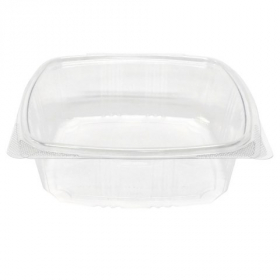 Deli Container with Hinged Lid, 48 oz Clear RPET Plastic, 200 count