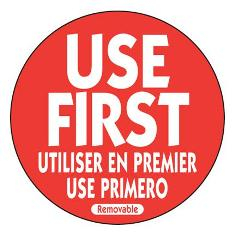 Label, &#039;Use First&#039;, 2&quot; Red Circle