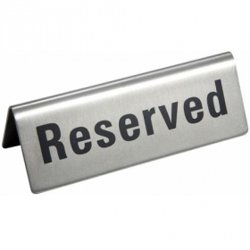 Winco - Tent Sign, &quot;Reserved&quot;, 4.75x1.75 Stainless Steel