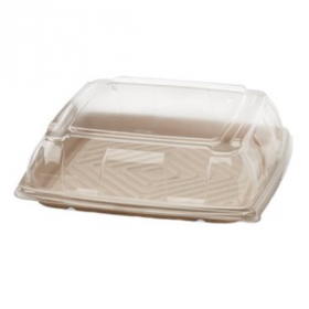Sabert - Platter Lid for 10.7&quot; Square Platter, Clear Recyclable Plastic, 25 count