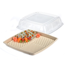 Sabert - Lid for 16&quot; Square Platter, Clear Recyclable Plastic