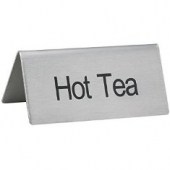 Winco - &quot;Hot Tea&quot; Tent Sign, Stainless Steel 3x1.25x1.5