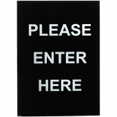 Winco - Stanchion Sign &quot;Please Enter Here&quot;, Black with White Lettering