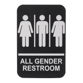 Winco - All Gender Restroom Sign, 9x6 Black Plastic, each