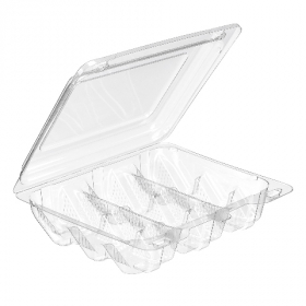 Inline Plastics - SureLock Hinged Lid Cookie Container, Clear PET Plastic, 9x6.5x2.25