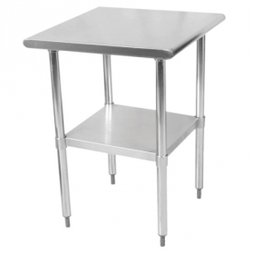 Work Table with Flat Top and Shelf, 24x30x35 Stainless Steel