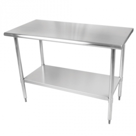 Work Table with Flat Top and Shelf, 30x12x35 Stainless Steel