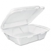 Genpak - Container, 1 Compartment, White Foam Hinged with Lid, 9x8x3, 200 count